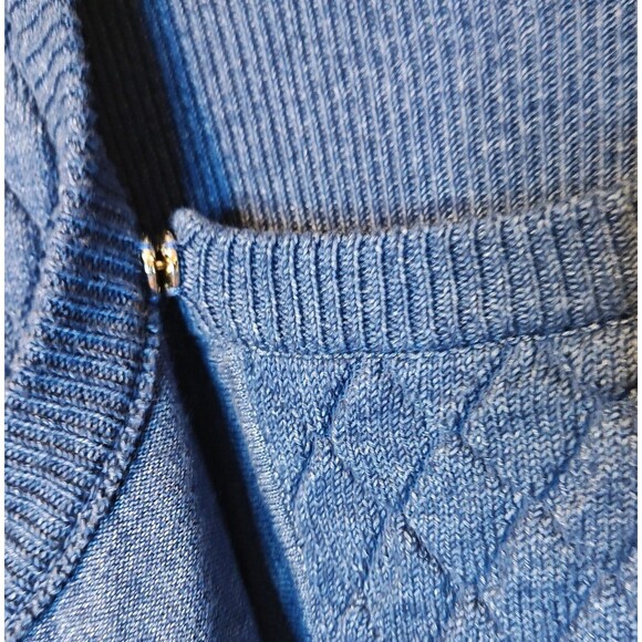 Tommy Hilfiger Sweater Jacket Womens Large Blue Quilted Moto Asym Zip Pockets - Picture 9 of 15